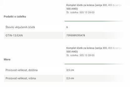 Set ščetk za kolesa